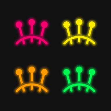 Akupunktur dört renk parlayan neon vektör simgesi