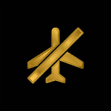 Uçak Modu altın kaplama metalik simge veya logo vektörü