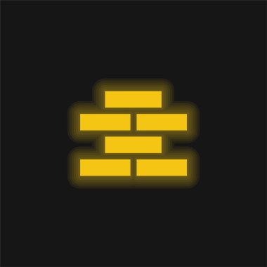 Tuğla Duvar sarı parlak neon simgesi