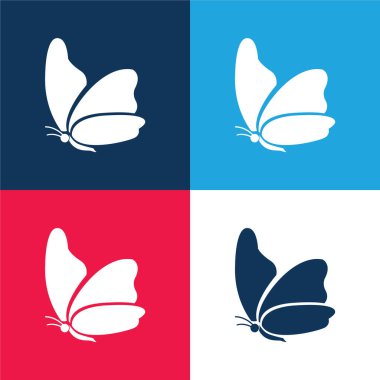 Big Wing Butterfly blue and red four color minimal icon set clipart