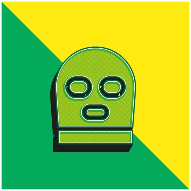 Kar maskesi Yeşil ve sarı 3D vektör simgesi logosu