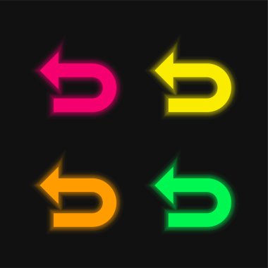 Back four color glowing neon vector icon clipart
