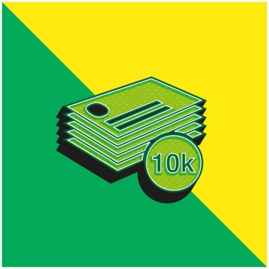 10k İş Kartları Yığını Yeşil ve Sarı 3d vektör simgesi logosu