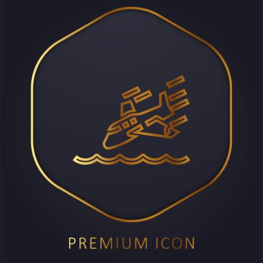 Uçak altın çizgisi prim logosu veya simgesi