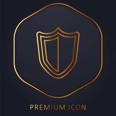 Big Defense Shield golden line premium logo or icon clipart