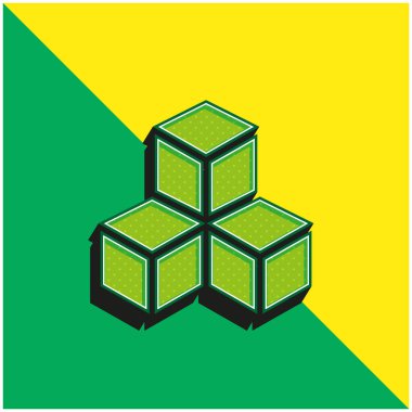 3d Yeşil ve Sarı modern 3d vektör simgesi logosu