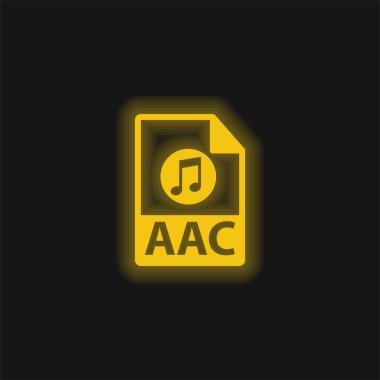 AAC Dosya Biçimi Sarı parlak neon simgesi