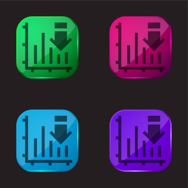 Çubuk Grafik dört renk cam simgesi