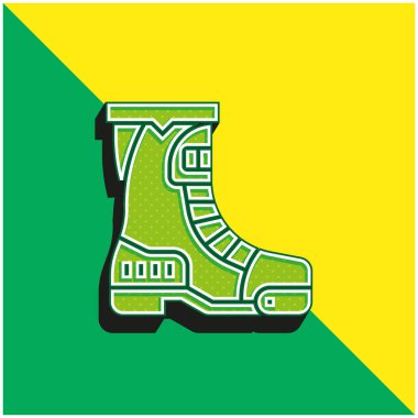 Çizmeler Yeşil ve Sarı Modern 3D vektör simgesi logosu