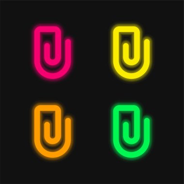 Big Clip dört renk parlayan neon vektör simgesi