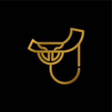 Alboka gold plated metalic icon or logo vector clipart