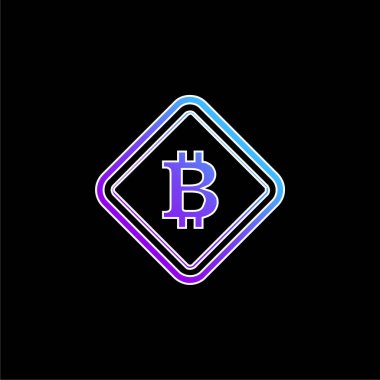 Bitcoin Uyarı Sembolü mavi gradyan vektör simgesi