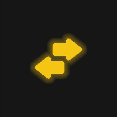 Sarı oklar parlayan neon simgesi