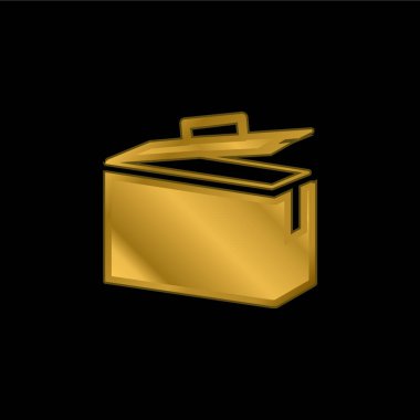 Ammo Tin gold plated metalic icon or logo vector clipart