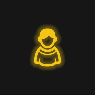 Boy yellow glowing neon icon clipart
