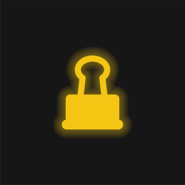 Büyük Klip sarı parlak neon simgesi