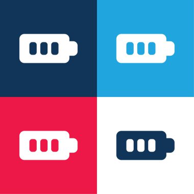 Pil mavi ve kırmızı dört renk minimal simge kümesi