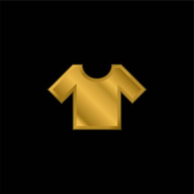 Basic T Shirt gold plated metalic icon or logo vector clipart