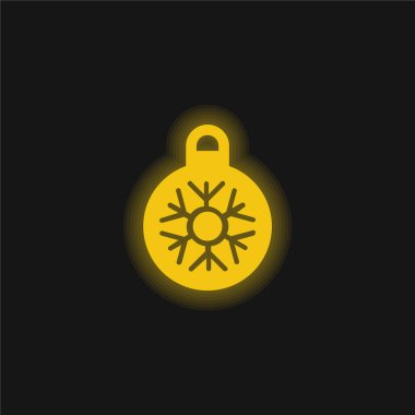 Bauble yellow glowing neon icon clipart
