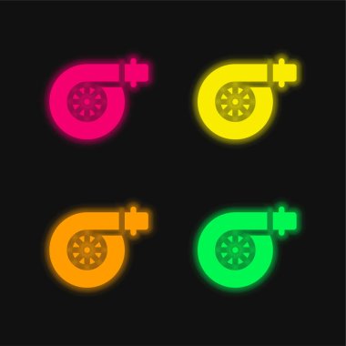 Hava Filtresi dört renk parlayan neon vektör simgesi