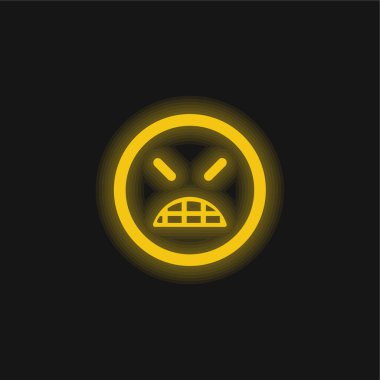 Kızgın Duygu Meydanı Yüzü Kapalı Gözler Sarı Parlayan Neon ikonu