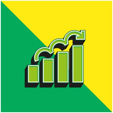 Çubuk Grafik Yeşil ve Sarı 3D vektör simgesi logosu