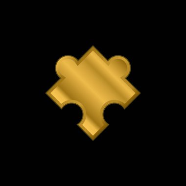 Black Puzzle Piece Rotated Shape gold plated metalic icon or logo vector clipart