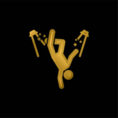 Break Dance gold plated metalic icon or logo vector clipart