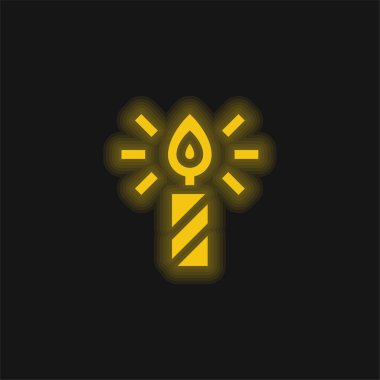 Doğum günü mumu sarı parlak neon simgesi