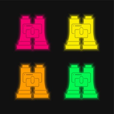 Dürbünlü parlak neon vektör simgesi