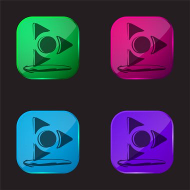 AOL Posta Çizilmiş Logo Dört renkli cam simge