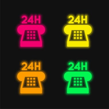 24 Servis dört renk parlayan neon vektör simgesi