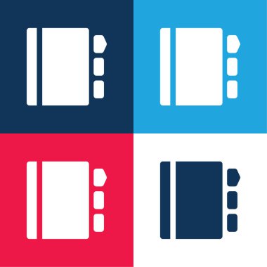 Gündem mavi ve kırmızı dört renk minimal simge kümesi