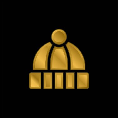 Beanie altın kaplama metalik simge veya logo vektörü