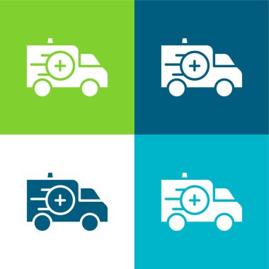 Ambulans Düz Renk en az simge seti