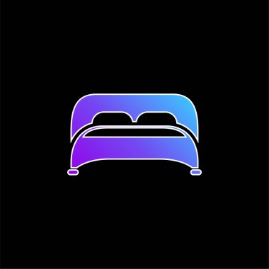 İki Yastıklı Yatak Alt Görünüm Mavi Eğim vektör simgesi