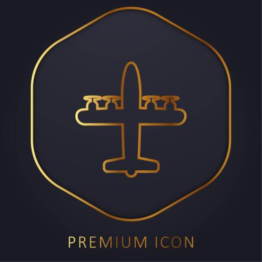 Dört Pervaneli Uçak Altın Çizgili Logo veya Simgesi