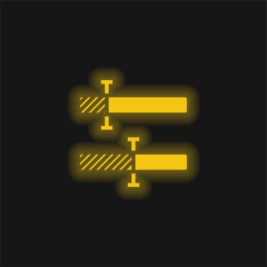 Çubuk Grafik sarı parlak neon simgesi