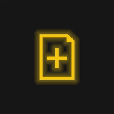 Bir Belge Arayüzü Sembolü Ekle Parlayan neon simgesi