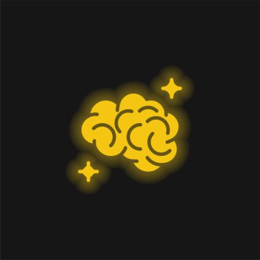 Beyin sarısı parlak neon simgesi