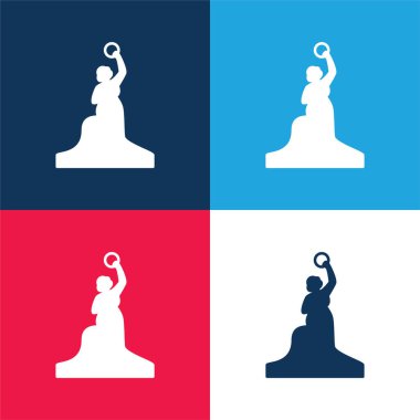 Bavaria Statue blue and red four color minimal icon set clipart