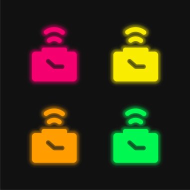 Alarm Saati dört renkli parlak neon vektör simgesi