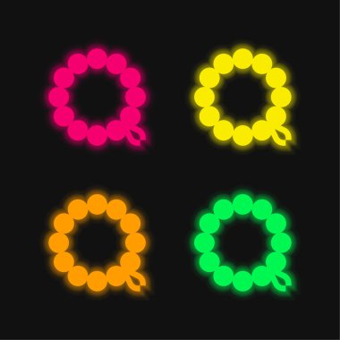 Bileklik dört renk parlayan neon vektör simgesi