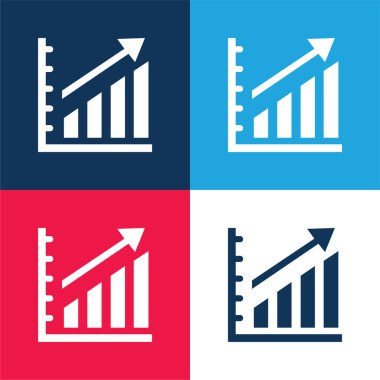 Ascending Stats Graphic blue and red four color minimal icon set clipart