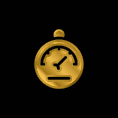 Barometer gold plated metalic icon or logo vector clipart