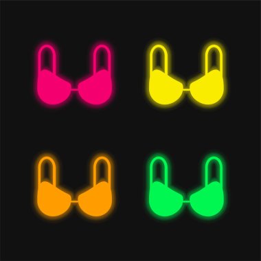 Siyah Sütyen dört renk parlayan neon vektör simgesi