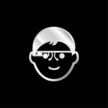 Google Gözlüklü Çocuk Yüzü gümüş kaplama metalik simge