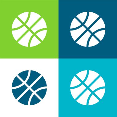 Basketbol Düz 4 renk minimal simge seti