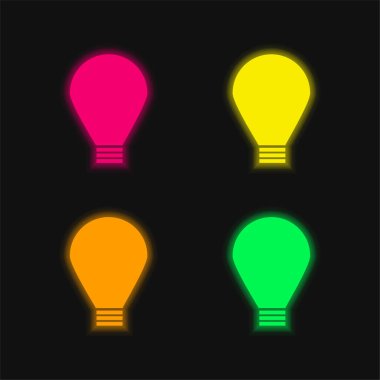 Büyük Ampul 4 renkli parlak neon vektör simgesi