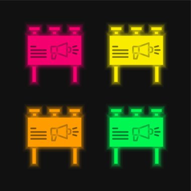 Billboard dört renk parlayan neon vektör simgesi